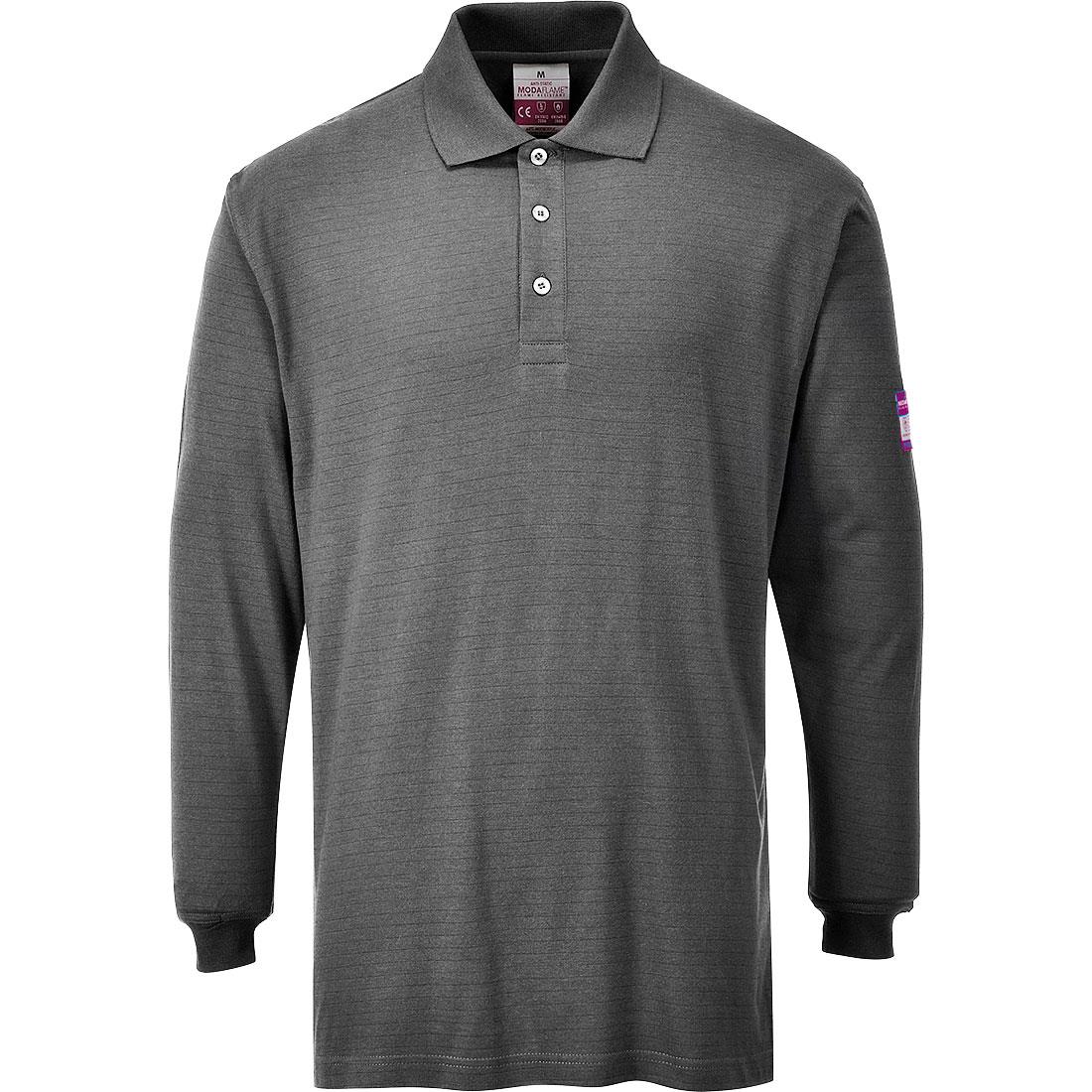 FR10 - Alev almaz Anti-Statik Uzun Kollu Polo Shirt (Gri)