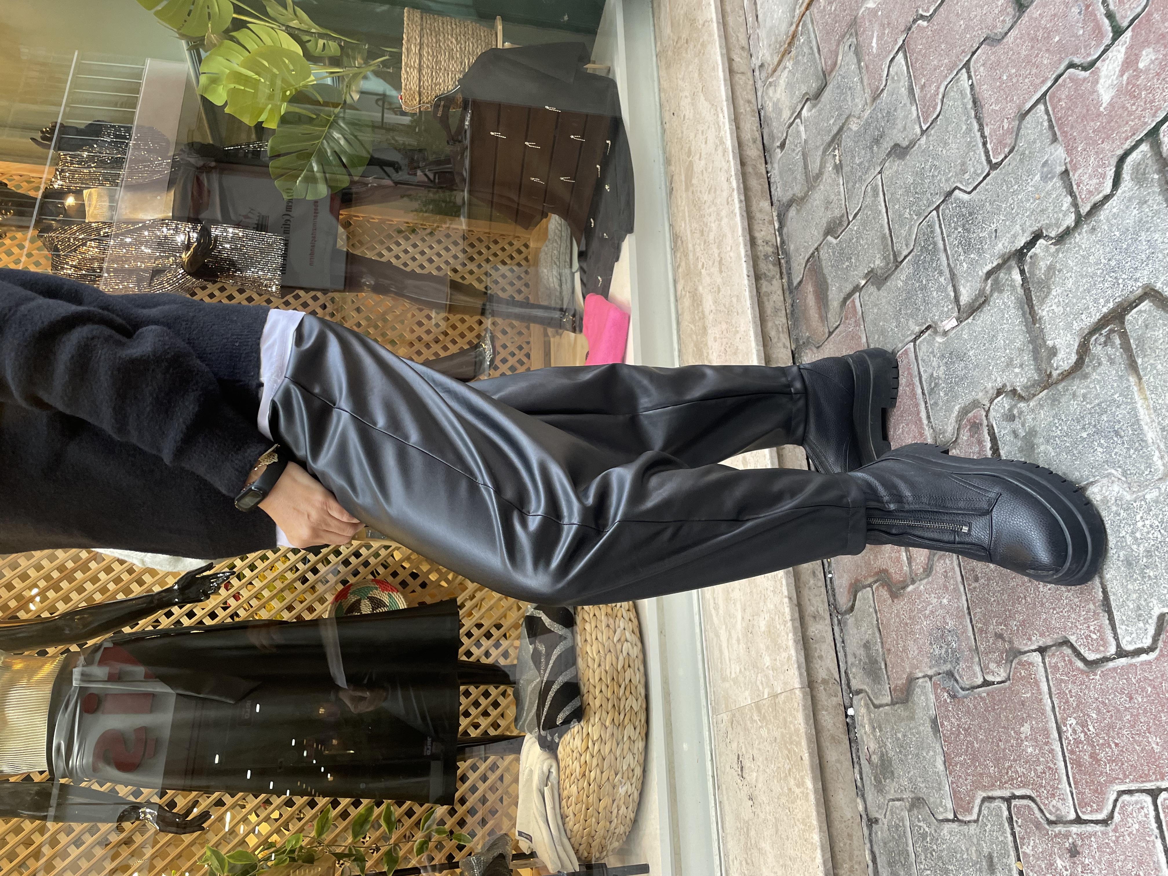 Balon Kesim Deri Pantolon