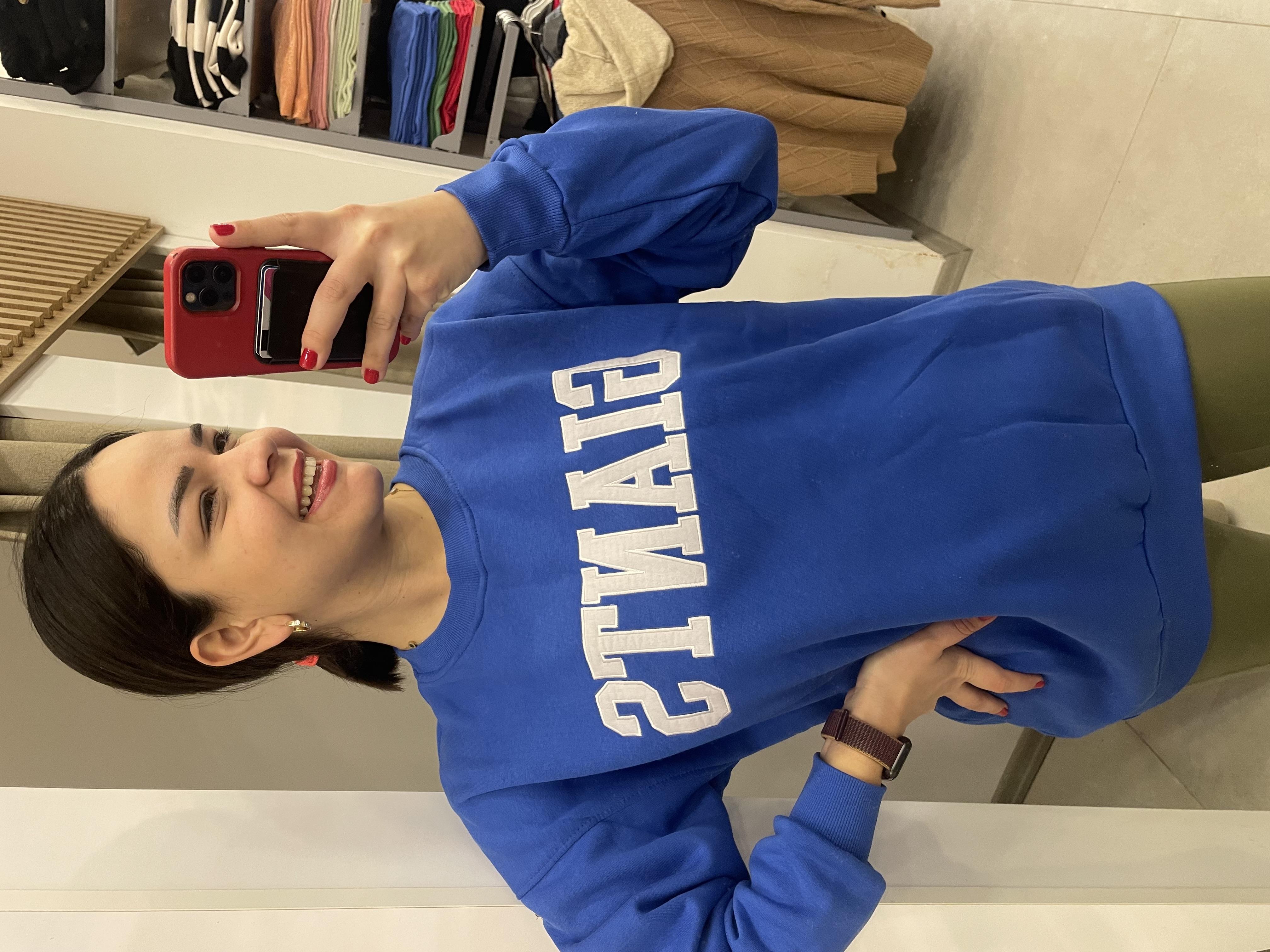 Mavi Yazılı Sweatshirt