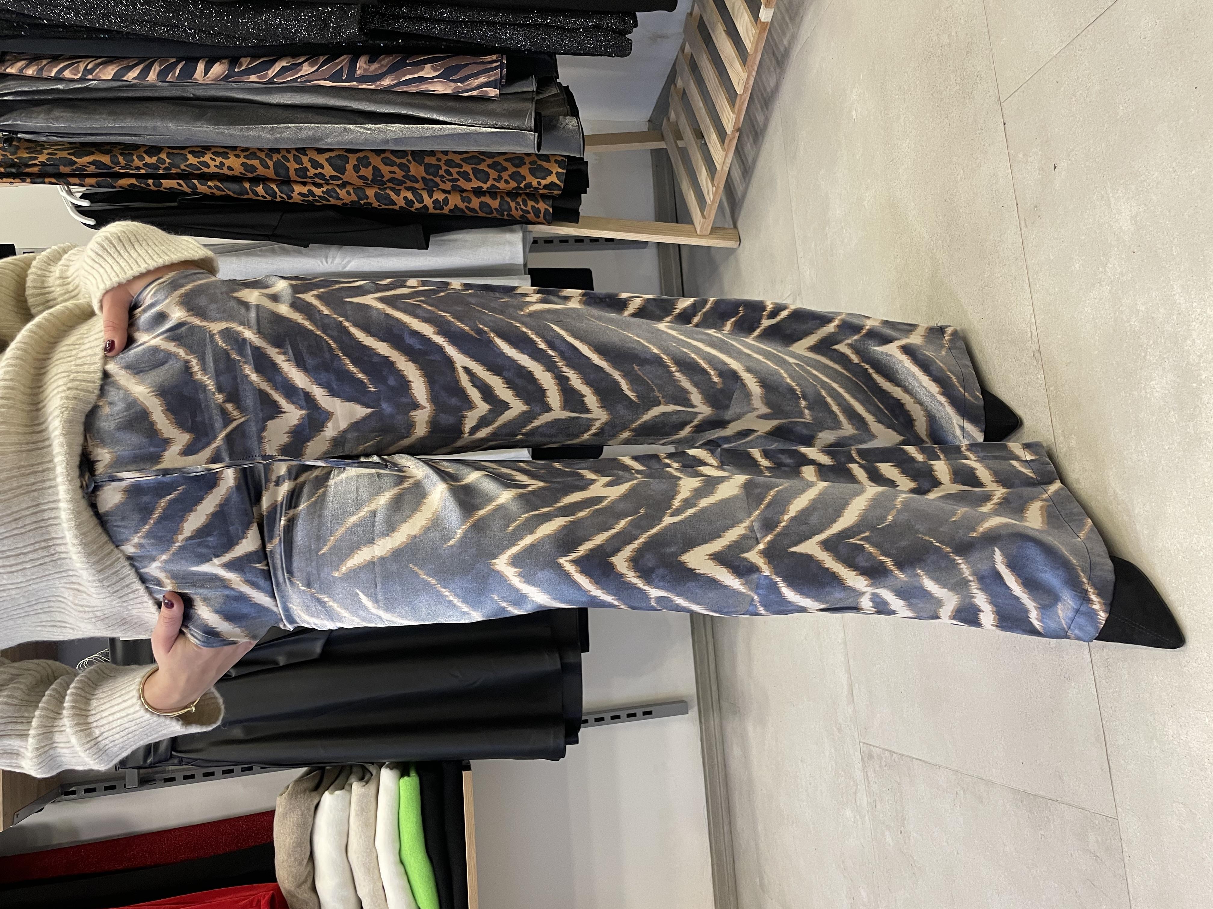 Zebra Desen Saten Pantolon