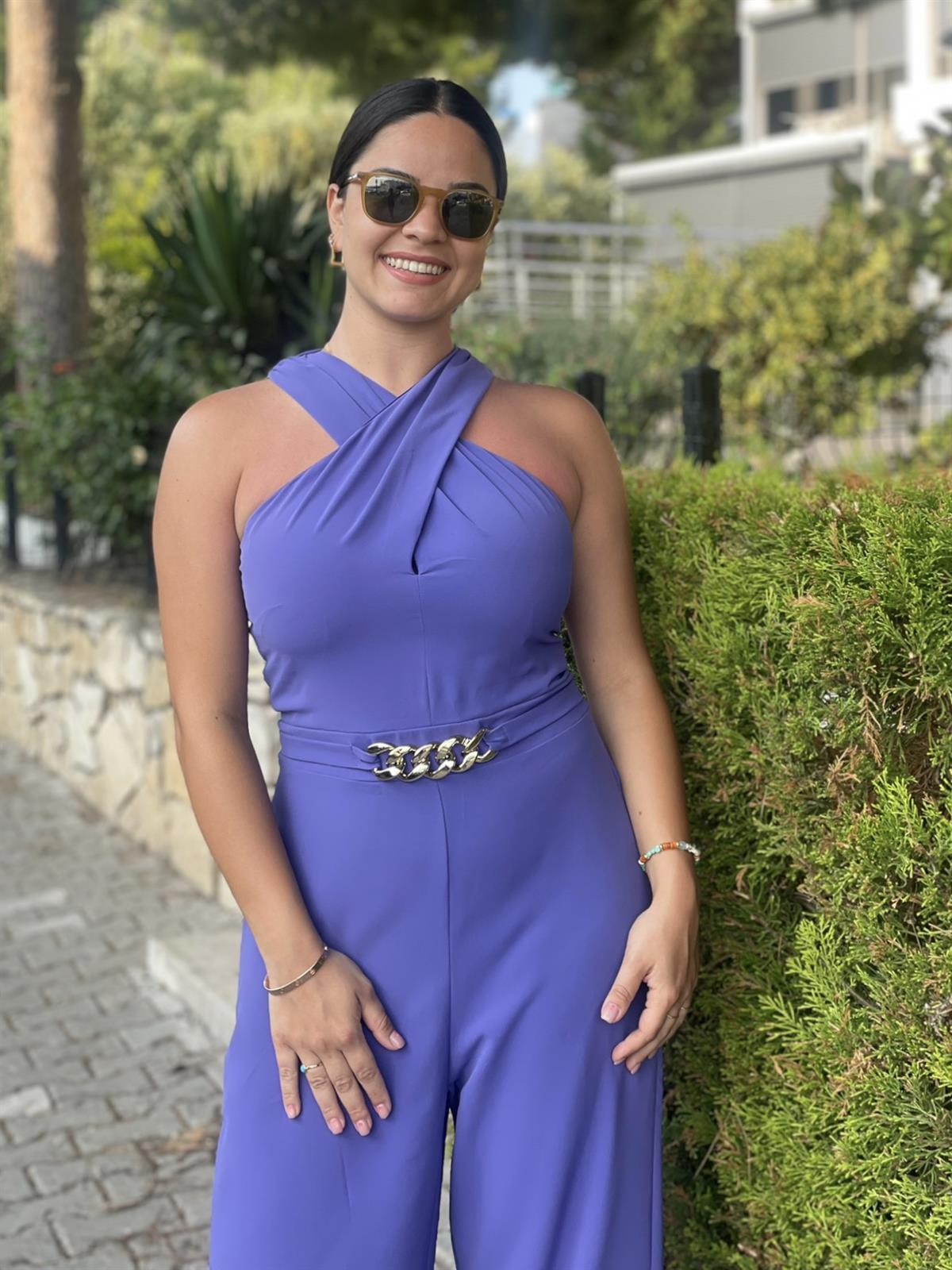 Zincir Detaylı Mor Tulum