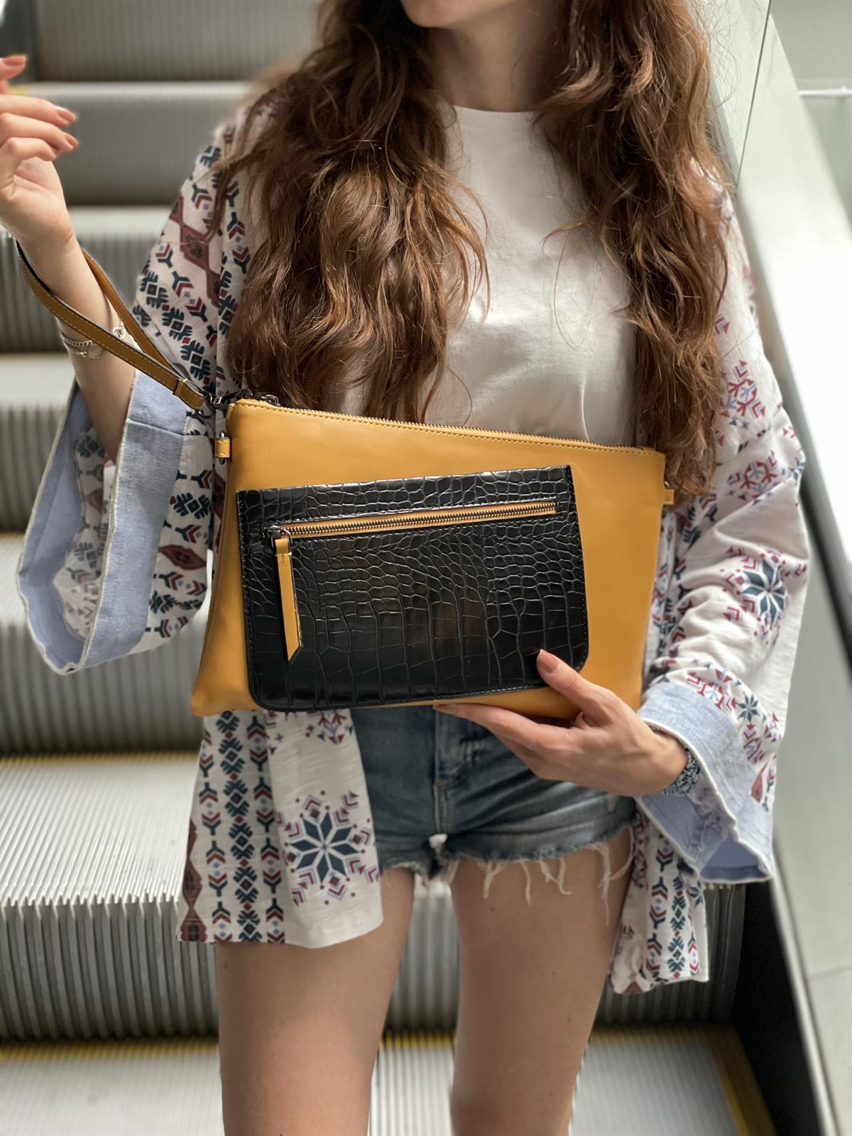 Kroko Detaylı El Portföyü/Clutch