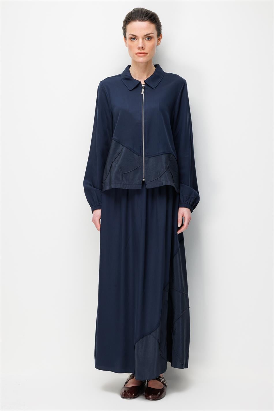 %100 Doğal LyoCEL Dökümlü Soft Hissiyat Aller Elişi Nakışi şleme Etek ve Maxi Ceket Kombin Takım-Laci