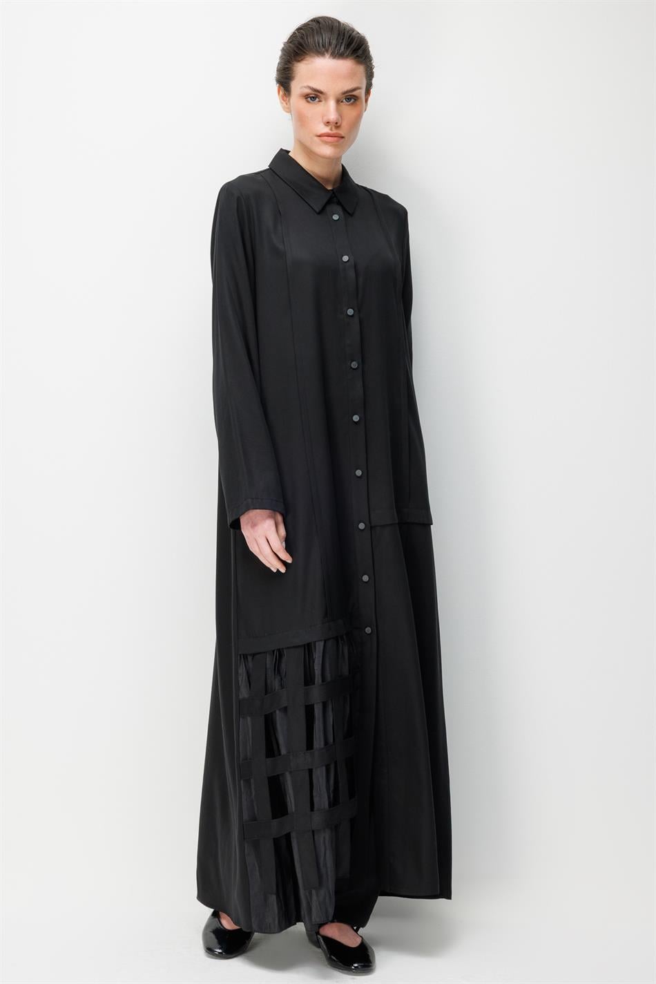 100 % natürliches LyoCEL, fließender, weicher Stoff, handgefertigt, allergiefrei, detailreich verarbeitet – Schwarz