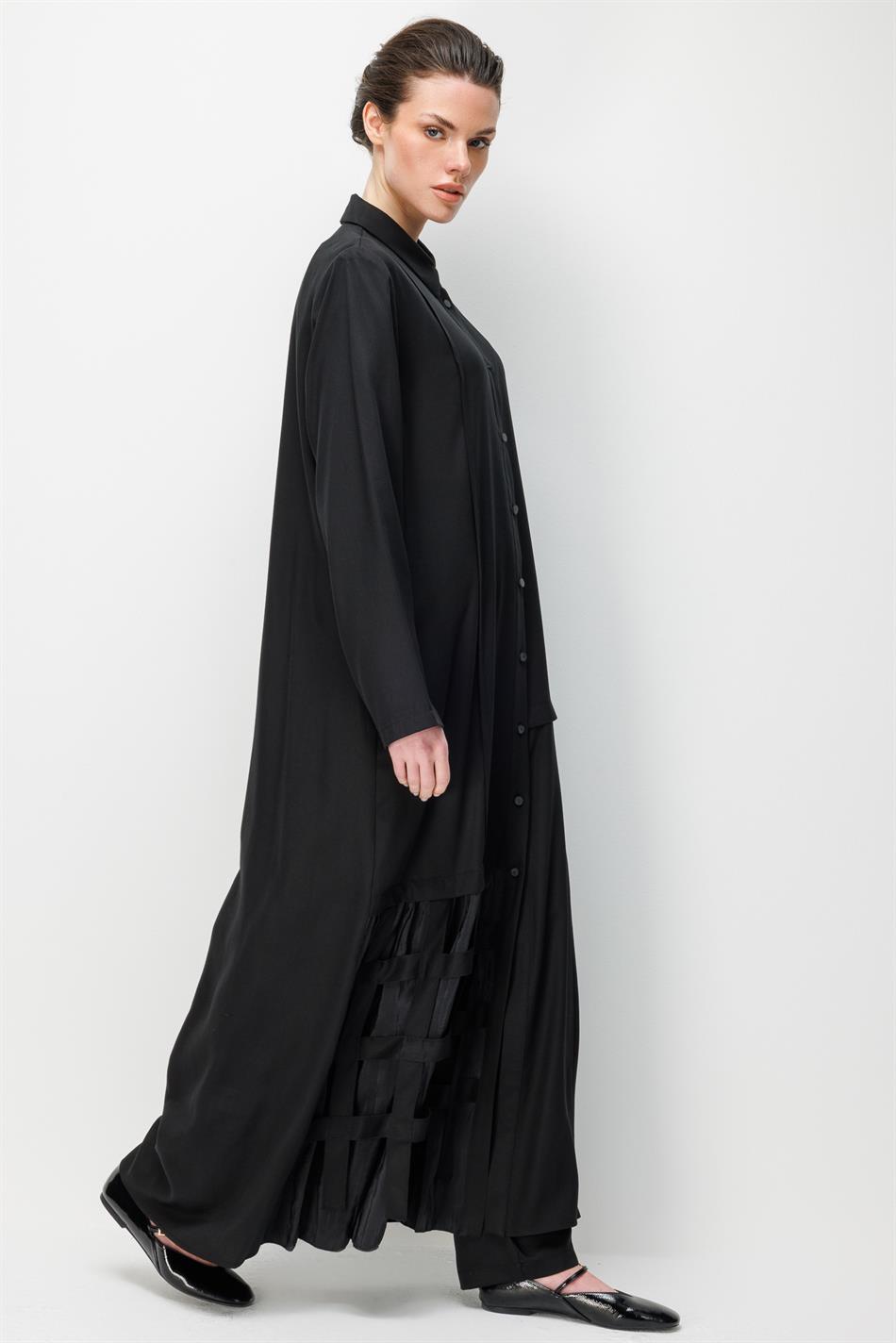 100 % natürliches LyoCEL, fließender, weicher Stoff, handgefertigt, allergiefrei, detailreich verarbeitet – Schwarz