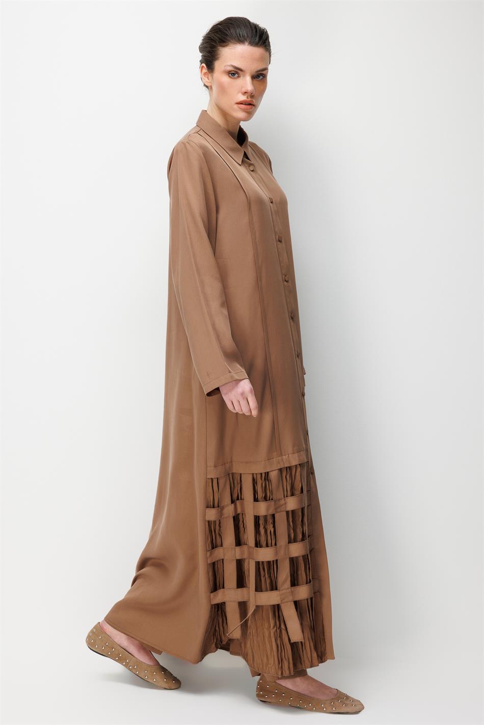 100 % natürliches LyoCEL, weich fallend, handgefertigt, allergiefrei, detailreich verarbeitet – Abaya – Kaffee