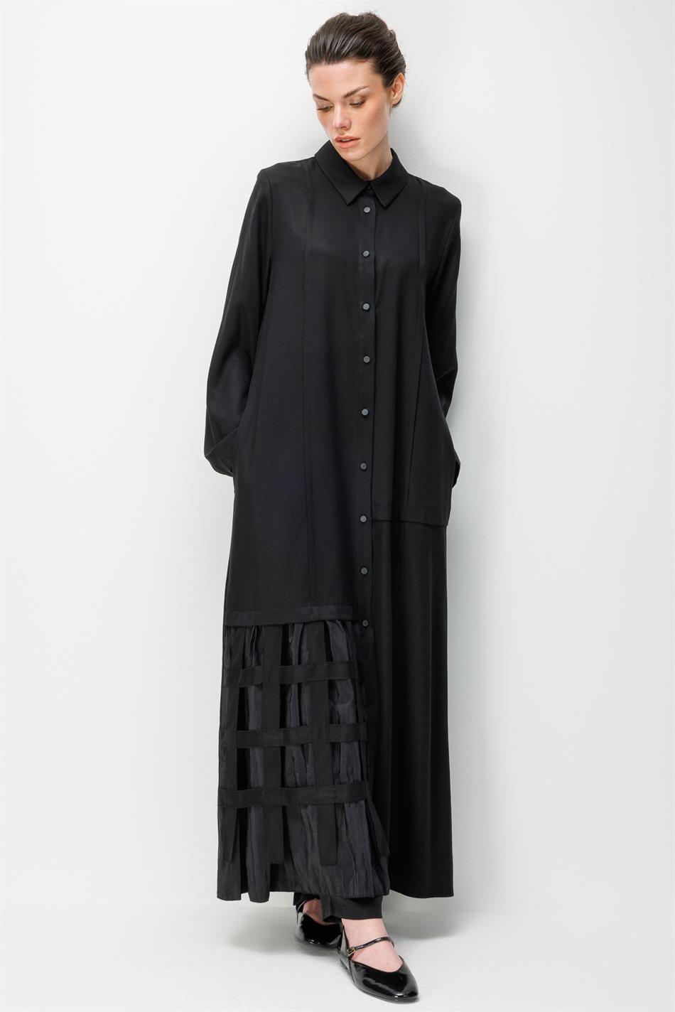 100 % natürliches LyoCEL, fließender, weicher Stoff, handgefertigt, allergiefrei, detailreich verarbeitet – Schwarz