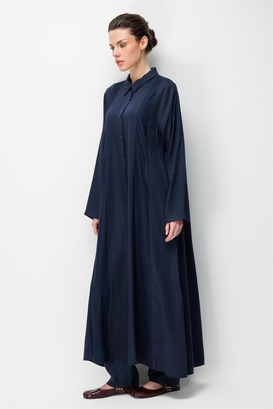 %100 Doğal LyoCEL Dökümlü Soft Hissiyat File Garni Aller Pelerin Maxi Tunik-Laci