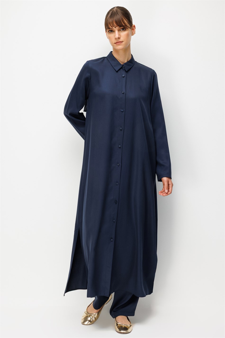 %100 Doğal LyoCEL Dökümlü Soft Hissiyat Aller Arka Pelerin Maxi Tunik-Laci