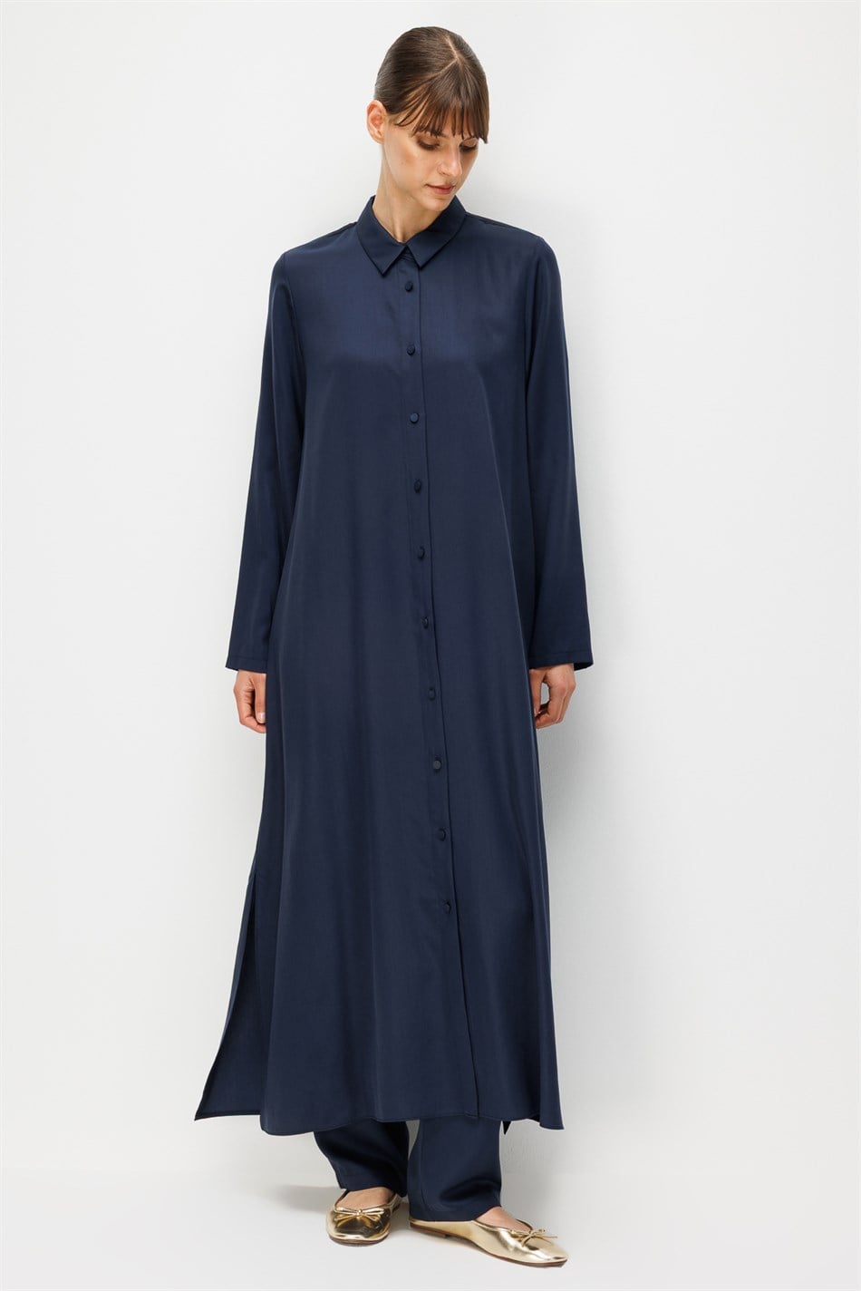 %100 Doğal LyoCEL Dökümlü Soft Hissiyat Aller Arka Pelerin Maxi Tunik-Laci