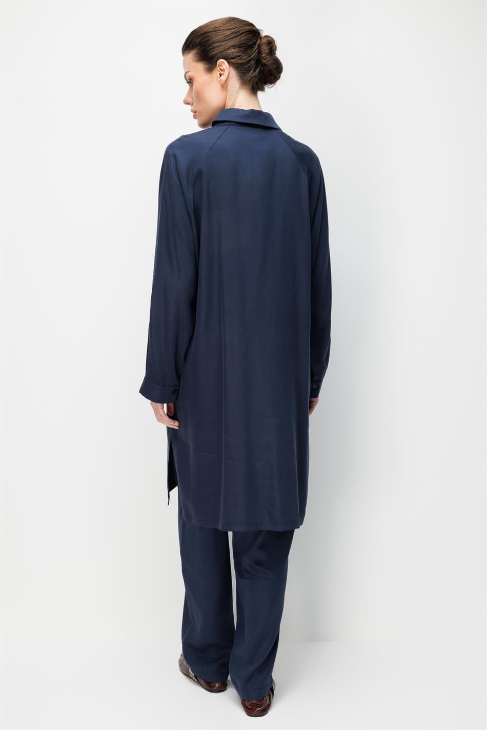 %100 Doğal LyoCEL Dökümlü Soft Hissiyat Flora Nakış ve Taş Detaylı Pantalon Kombin Takım-Laci