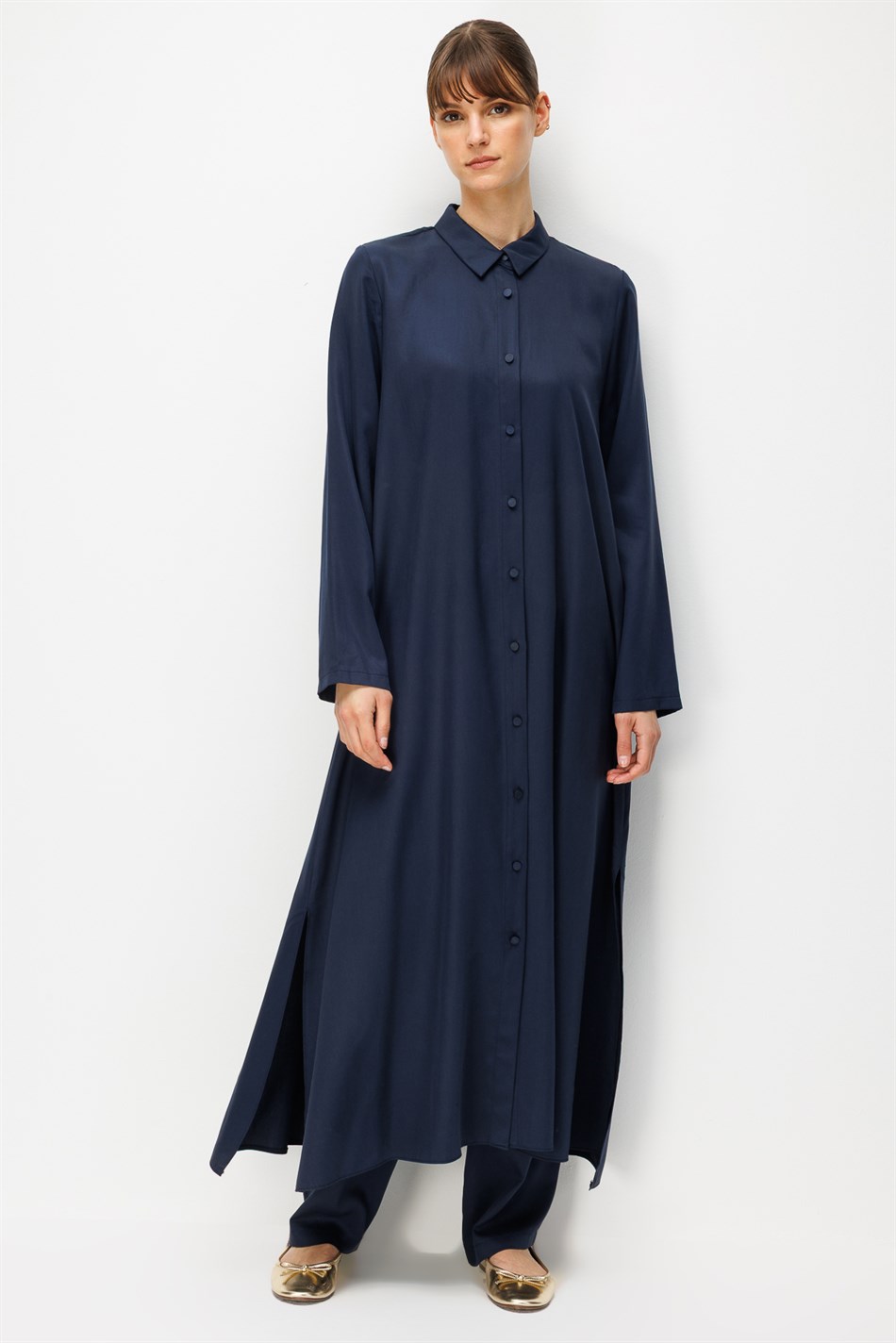 %100 Doğal LyoCEL Dökümlü Soft Hissiyat Aller Arka Pelerin Maxi Tunik-Laci