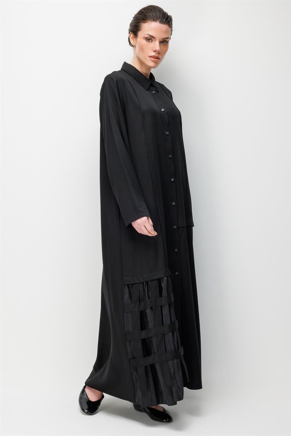 100 % natürliches LyoCEL, fließender, weicher Stoff, handgefertigt, allergiefrei, detailreich verarbeitet – Schwarz