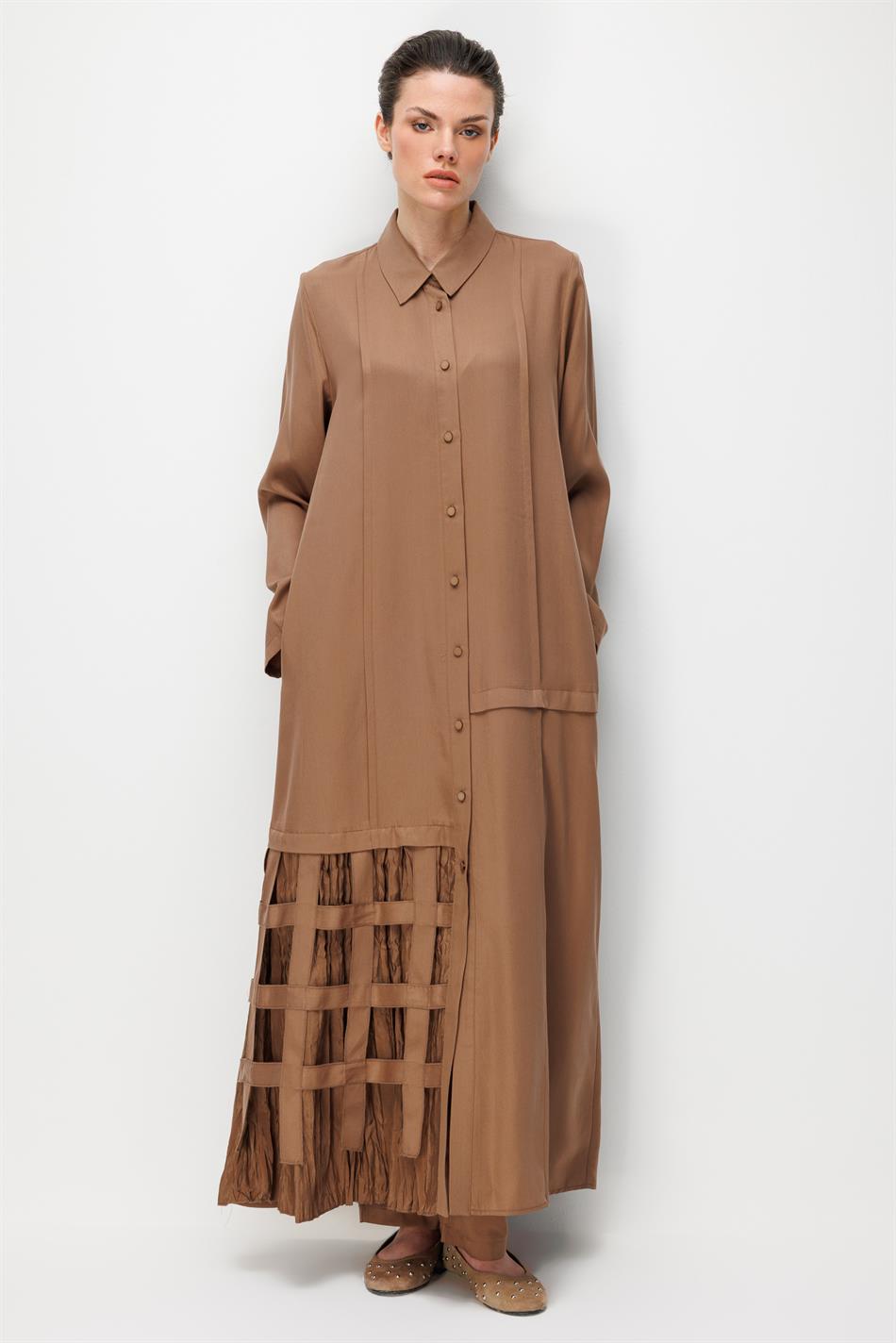 100 % natürliches LyoCEL, weich fallend, handgefertigt, allergiefrei, detailreich verarbeitet – Abaya – Kaffee