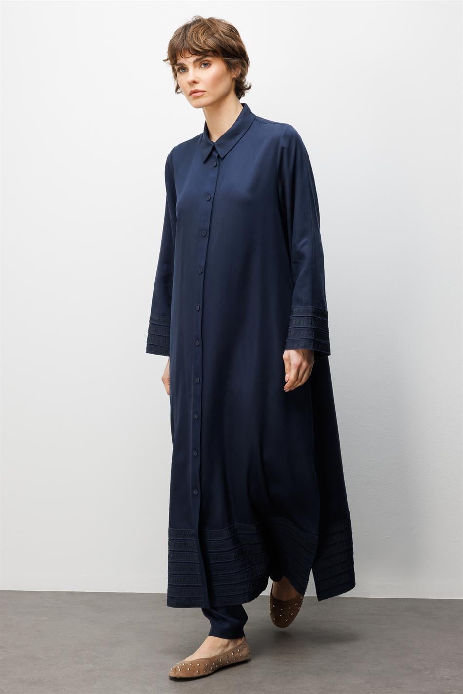 %100 Doğal LyoCEL ile Dökümlü Soft Hissiyat ve Elişi Bant Detaylı Ferace-Laci