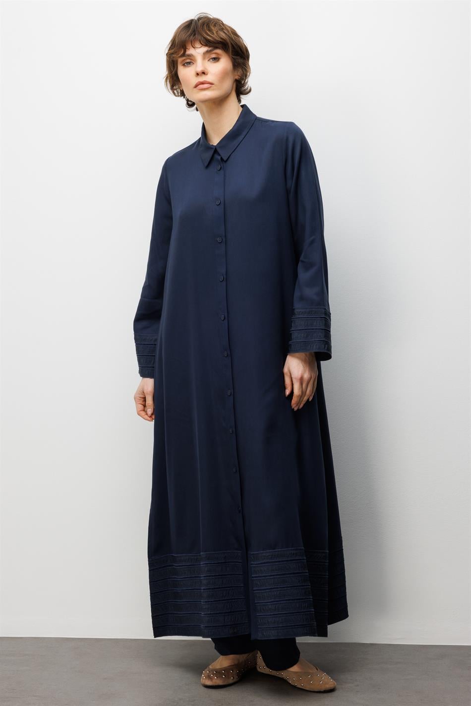 %100 Doğal LyoCEL ile Dökümlü Soft Hissiyat ve Elişi Bant Detaylı Ferace-Laci