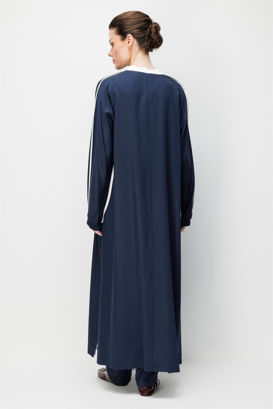 %100 Doğal LyoCELL Dökümlü Soft Hissiyat  Spor Bant Detaylı Maxi Tunik Ferace-Laci