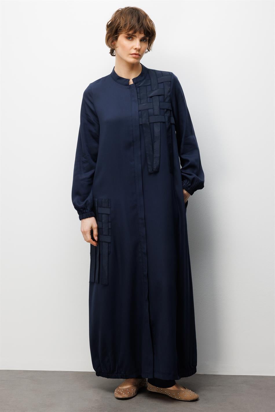 %100 Doğal LyoCELL ile Dökümlü Soft Hissiyat ve Elişi Özel İşleme Hasır Desenli Ferace-Laci