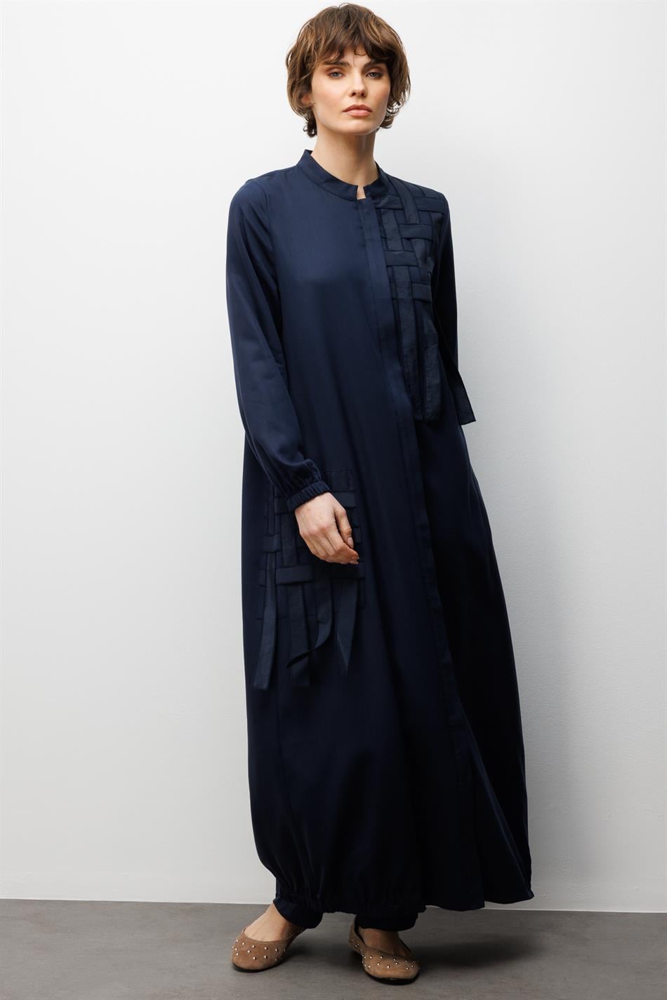 %100 Doğal LyoCELL ile Dökümlü Soft Hissiyat ve Elişi Özel İşleme Hasır Desenli Ferace-Laci