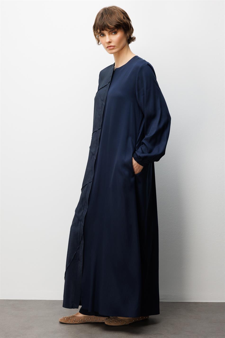 %100 Doğal LyoCELL ile Dökümlü Soft Hissiyat Rahat Kalıp Nervur Detaylı Ferace-Laci