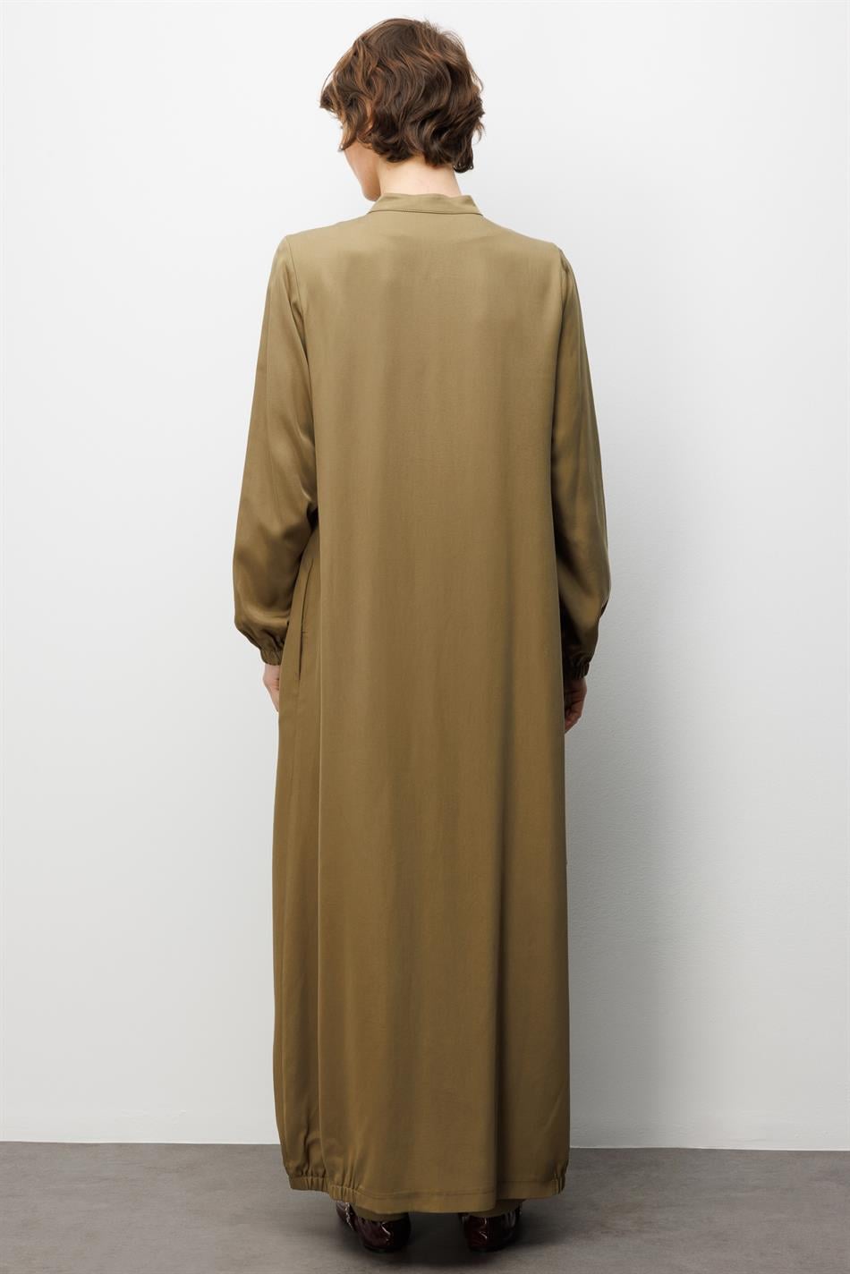 %100 Doğal LyoCELL ile Dökümlü Soft Hissiyat ve Elişi Özel İşleme Hasır Desenli Ferace-Haki