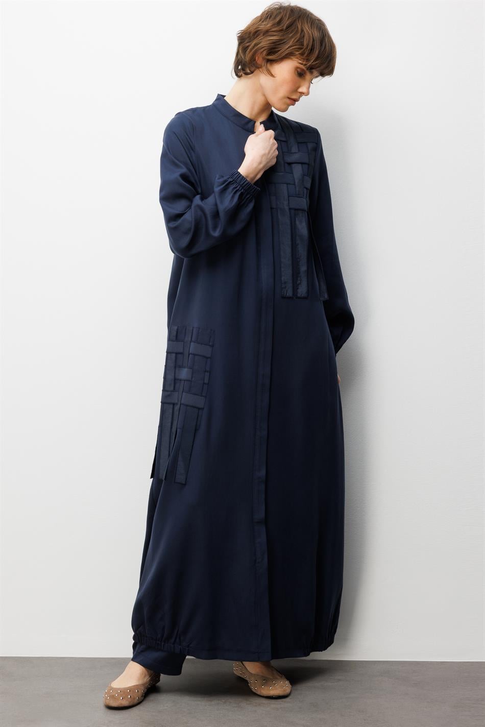 %100 Doğal LyoCELL ile Dökümlü Soft Hissiyat ve Elişi Özel İşleme Hasır Desenli Ferace-Laci