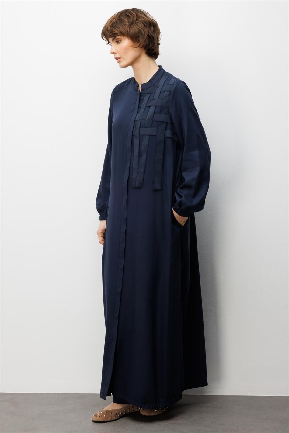 %100 Doğal LyoCELL ile Dökümlü Soft Hissiyat ve Elişi Özel İşleme Hasır Desenli Ferace-Laci