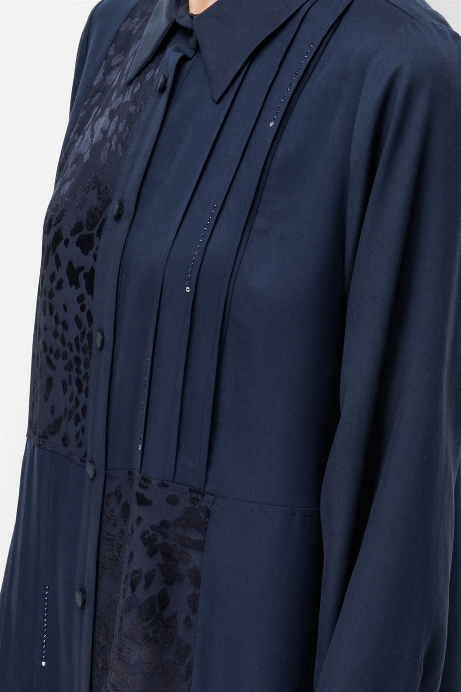 %100 Doğal LyoCELL Leo Garni Detaylı Maxi Tunik ve Pantalon Kombinli Takım-Laci