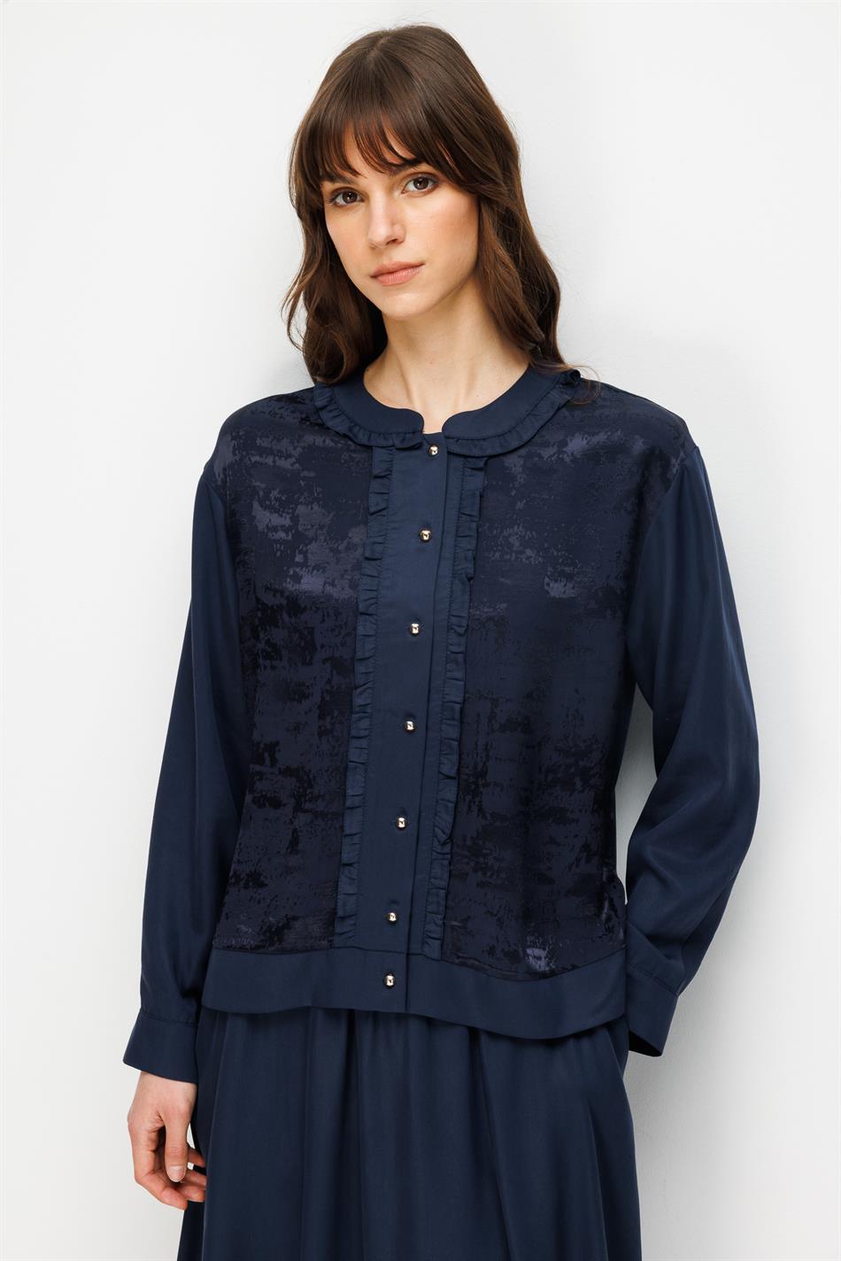 %100 Doğal LyoCELL Maxi Dökümlü Soft Kumaş Etek ve Özel Desen Geçişli Ceket Kombinli TAKIM-Laci