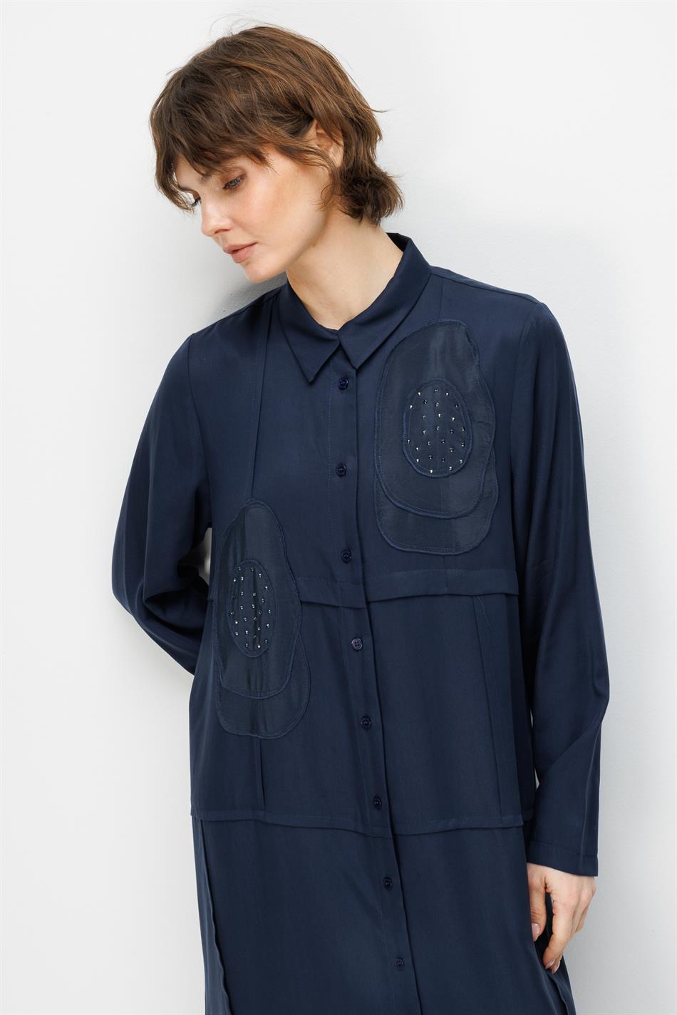 %100 Doğal LyoCELL Maxi Dökümlü Soft Kumaş Elişi Flora İşleme Detaylı Maxi Tunik Ferace-Laci