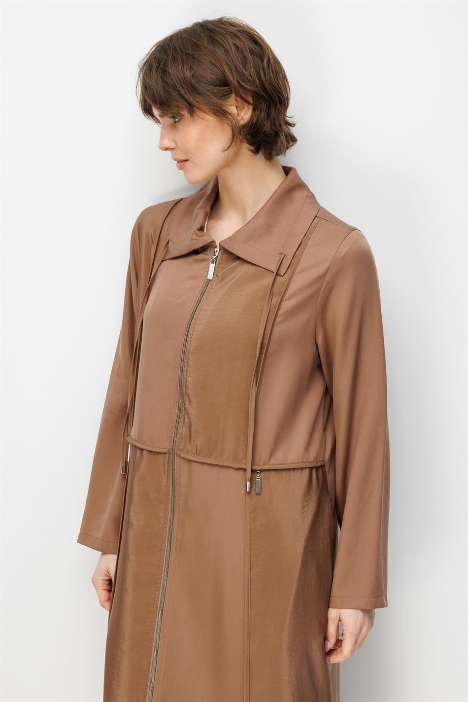 100% natuurlijke LyoCELL Maxi gedrapeerde zachte stof, kleur Garni Sport, gedetailleerde abaya - bruin