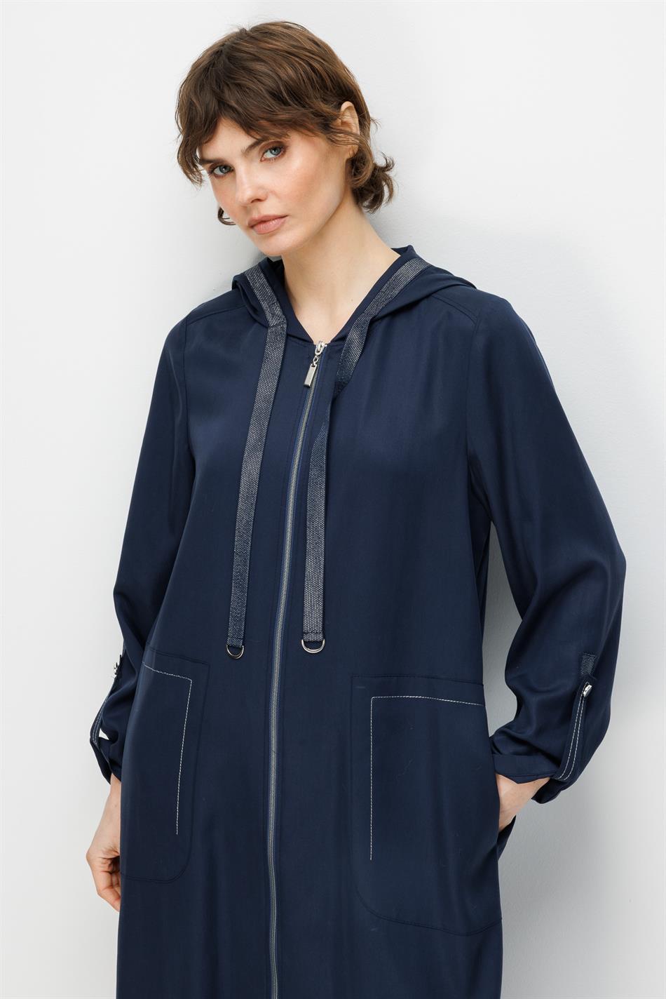 %100 Doğal LyoCELL Maxi Dökümlü Soft Kumaş Spor Garni Detaylı Kap Ferace-Laci