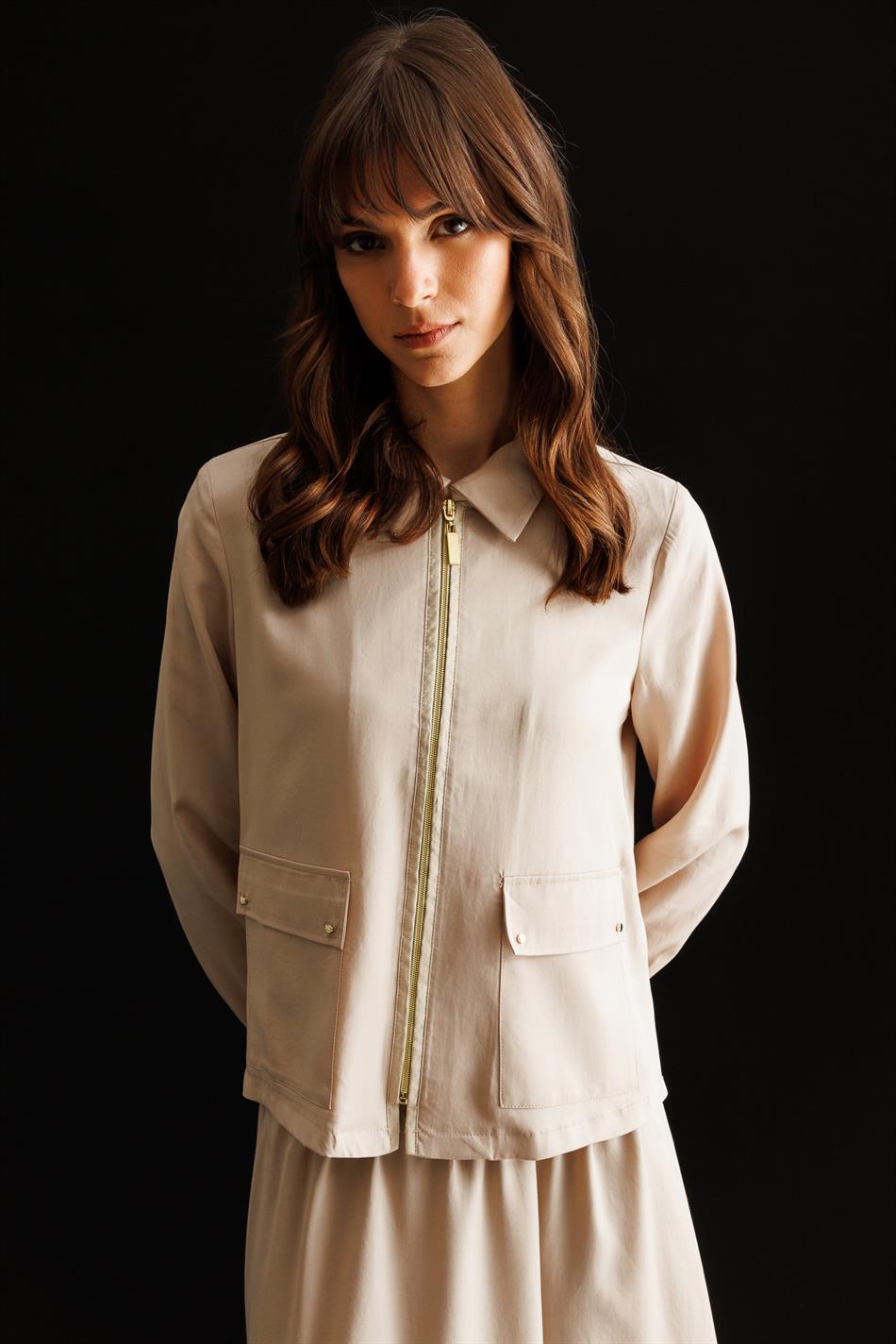 %100 Doğal LyoCELL Maxi Dökümlü Soft Kumaş Özel Ceket ve Etek Kombinli TAKIM-Taş