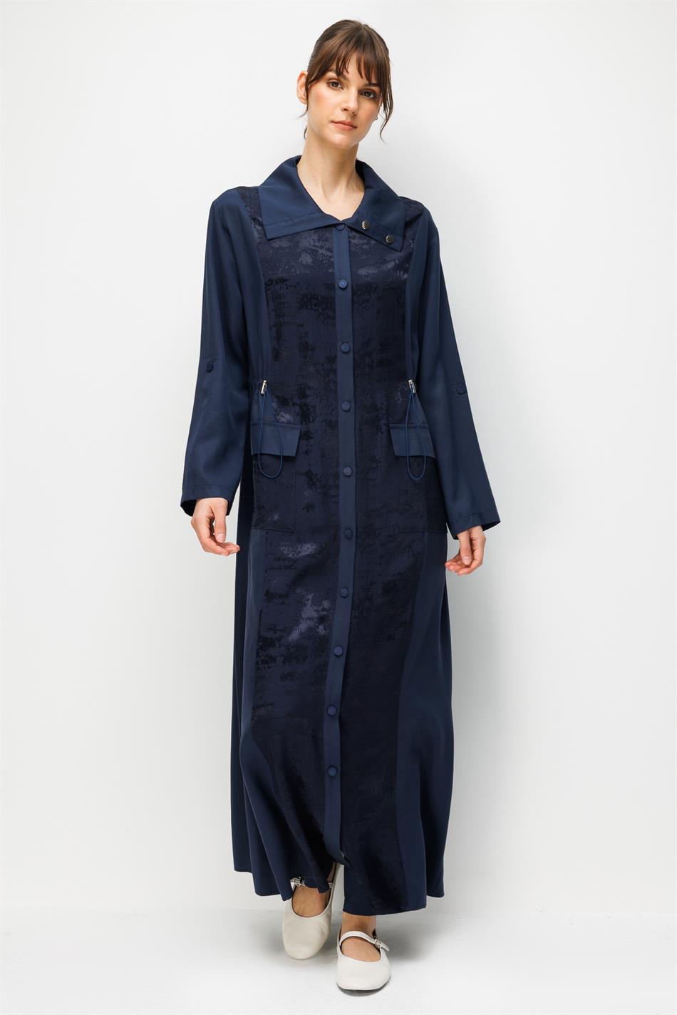 %100 Doğal LyoCELL Maxi Dökümlü Soft Kumaş Desen Geçişli Kap Ferace-Laci