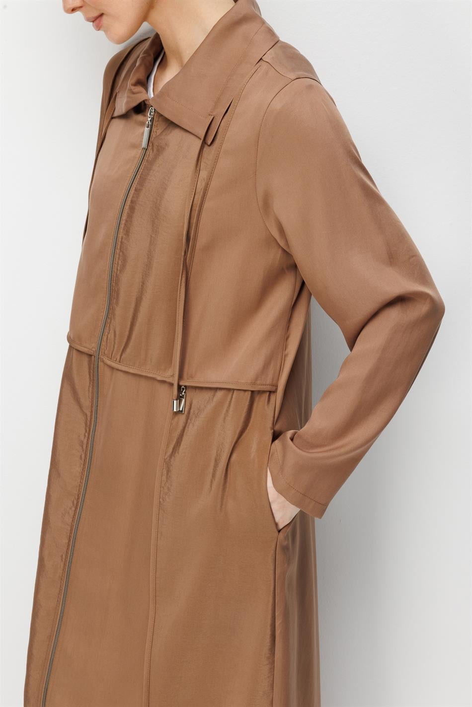 100% natuurlijke LyoCELL Maxi gedrapeerde zachte stof, kleur Garni Sport, gedetailleerde abaya - bruin