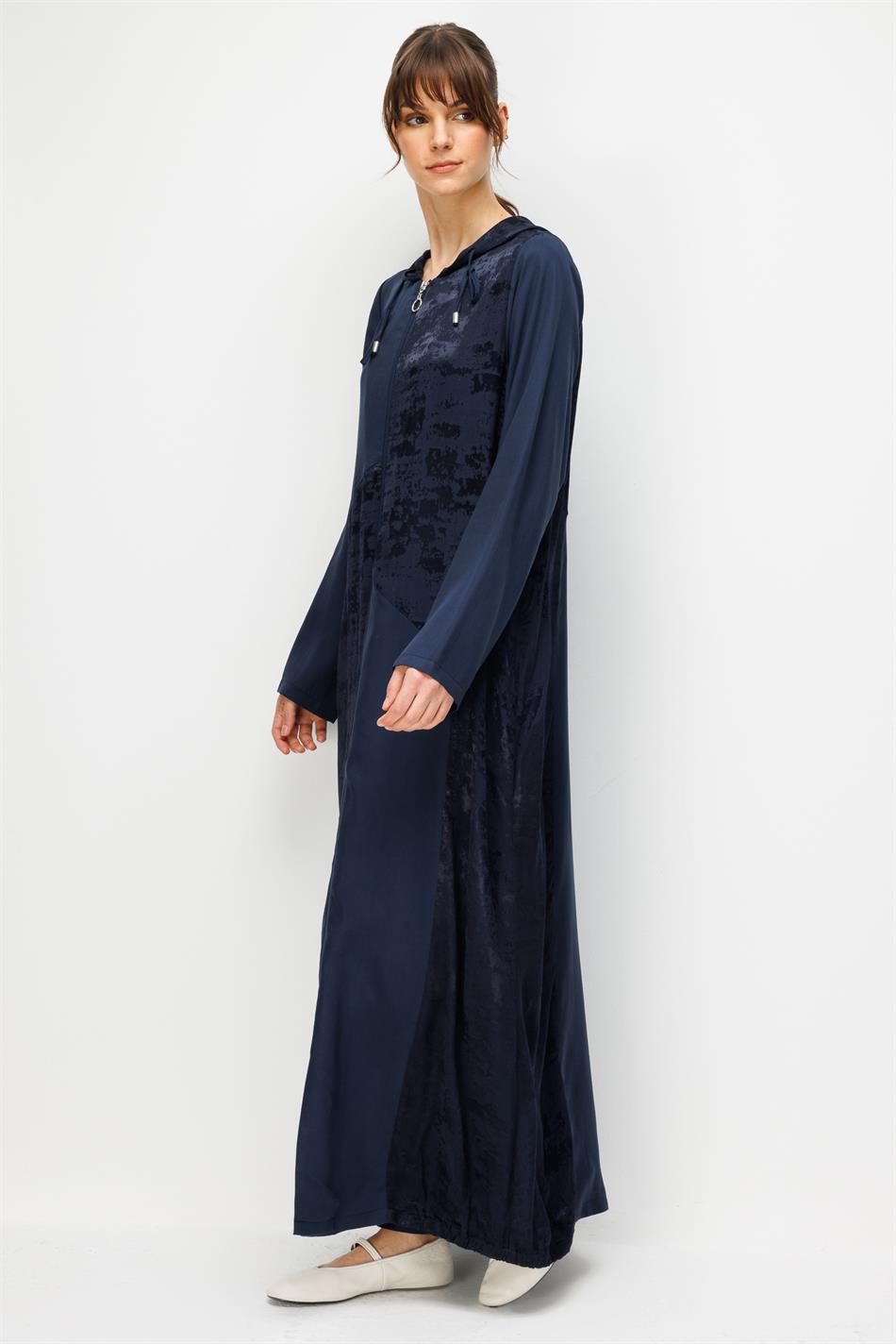 %100 Doğal LyoCELL Maxi Dökümlü Soft Kumaş Desen Geçişli Kap Ferace-Laci