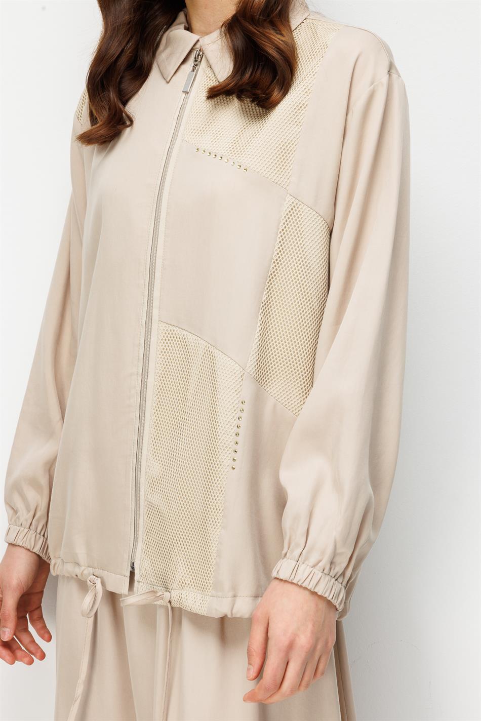 %100 Doğal LyoCELL Maxi Dökümlü Soft Kumaş Step File Garni Detaylı Ceket ve Etek Kombinli TAKIM-Taş