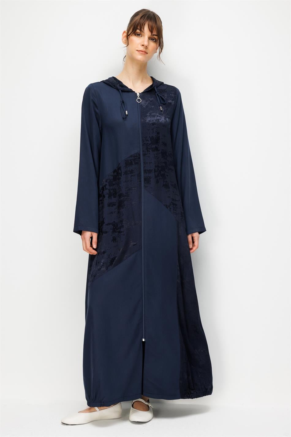 %100 Doğal LyoCELL Maxi Dökümlü Soft Kumaş Desen Geçişli Kap Ferace-Laci