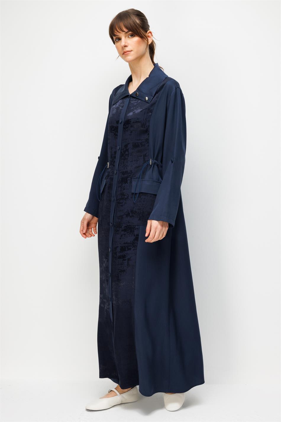 %100 Doğal LyoCELL Maxi Dökümlü Soft Kumaş Desen Geçişli Kap Ferace-Laci