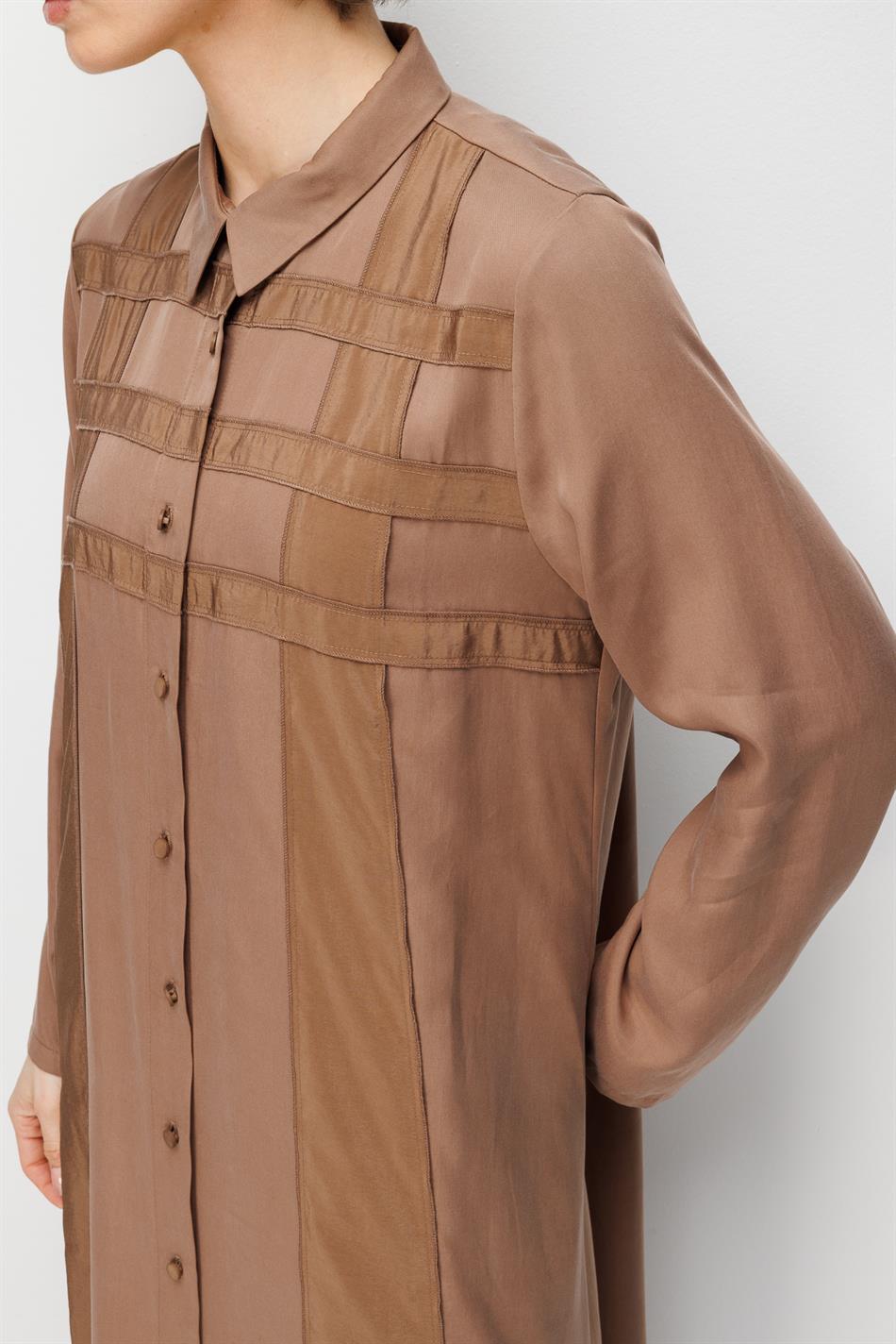 %100 Doğal LyoCELL Maxi Dökümlü Soft Kumaş Poly Cupra Desen İşleme Spor Kap Ferace-Kahve