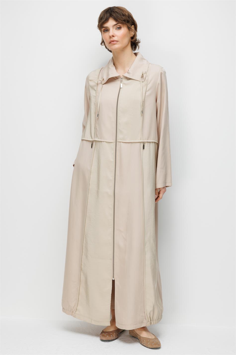 100% natuurlijke LyoCELL Maxi gedrapeerde zachte stof, kleur Garni Sport, gedetailleerde abaya - Stone