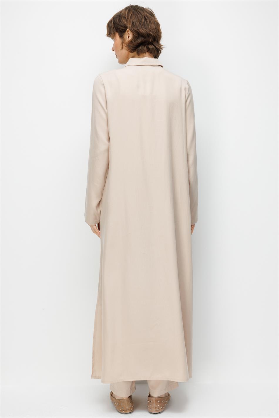 %100 Doğal LyoCELL Maxi Dökümlü Soft Kumaş Poly Cupra Desen İşleme Spor Kap Ferace-Taş