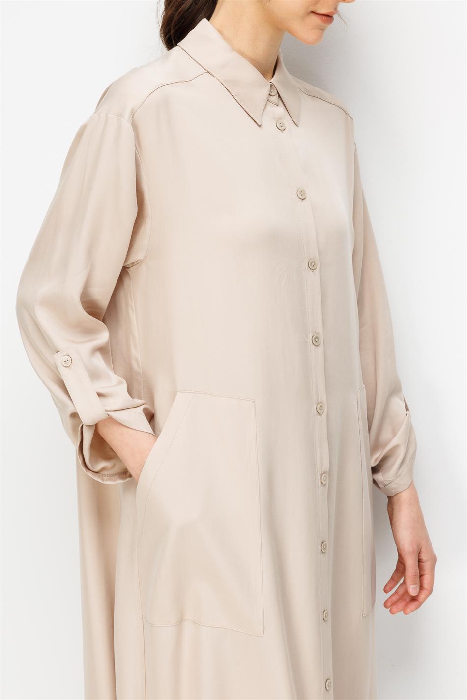 %100 Doğal LyoCELL Maxi Dökümlü Soft Kumaş Zamansız Spor Kap Ferace-Taş