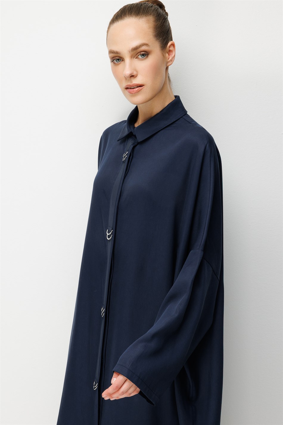 %100 LyoCell Özel Detay Garnili Maxi Tunik Kap-Laci