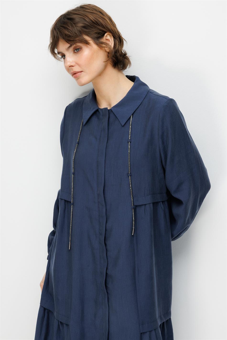 %80 Doğal LyoCELL Dökümlü Soft Hissiyatlı Yaka Aksesuar Garni Detaylı Kap Ferace-Laci