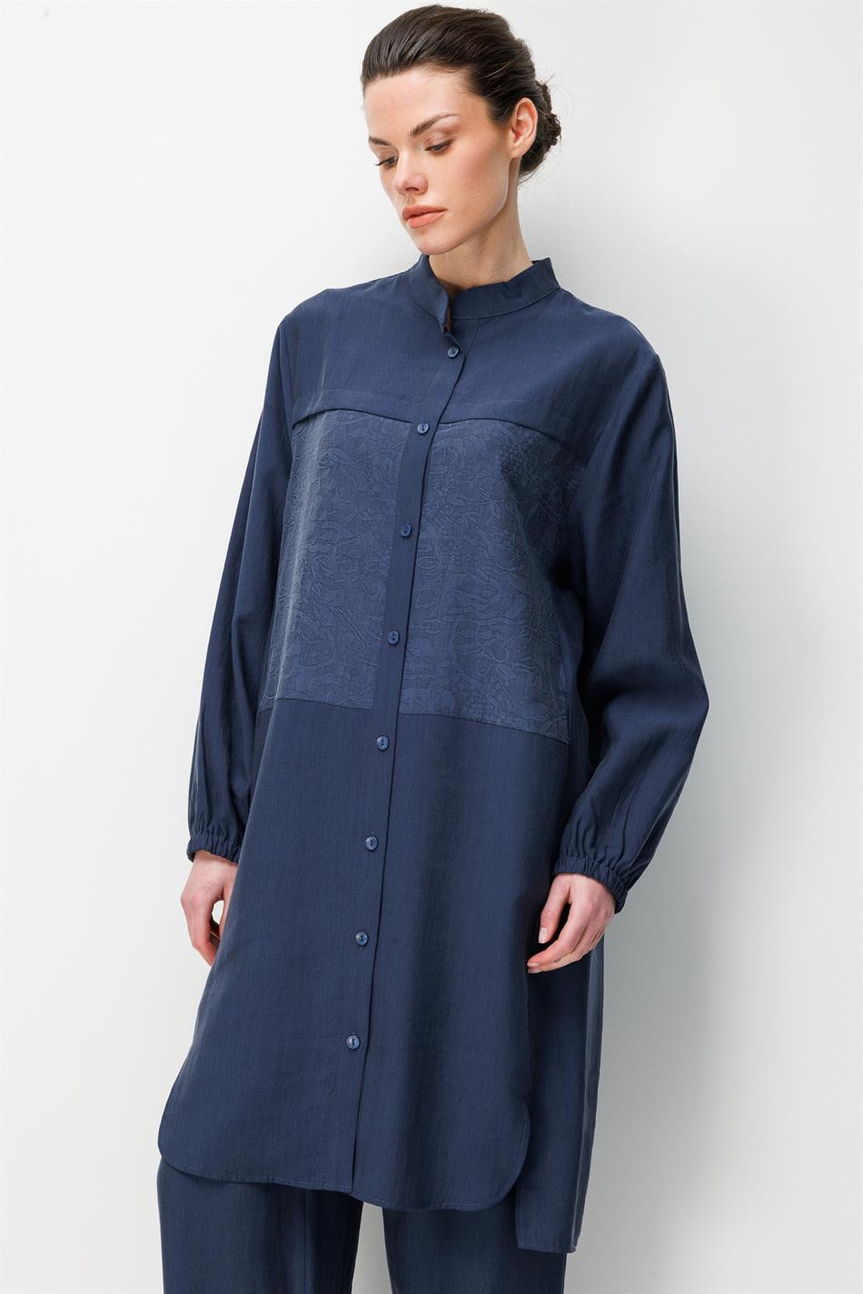 %80 Doğal LyoCELL Dökümlü Soft Hissiyat  Ön Beden Özel Dokuma Desen Pantalon ve Maxi Tunik Takım-Laci