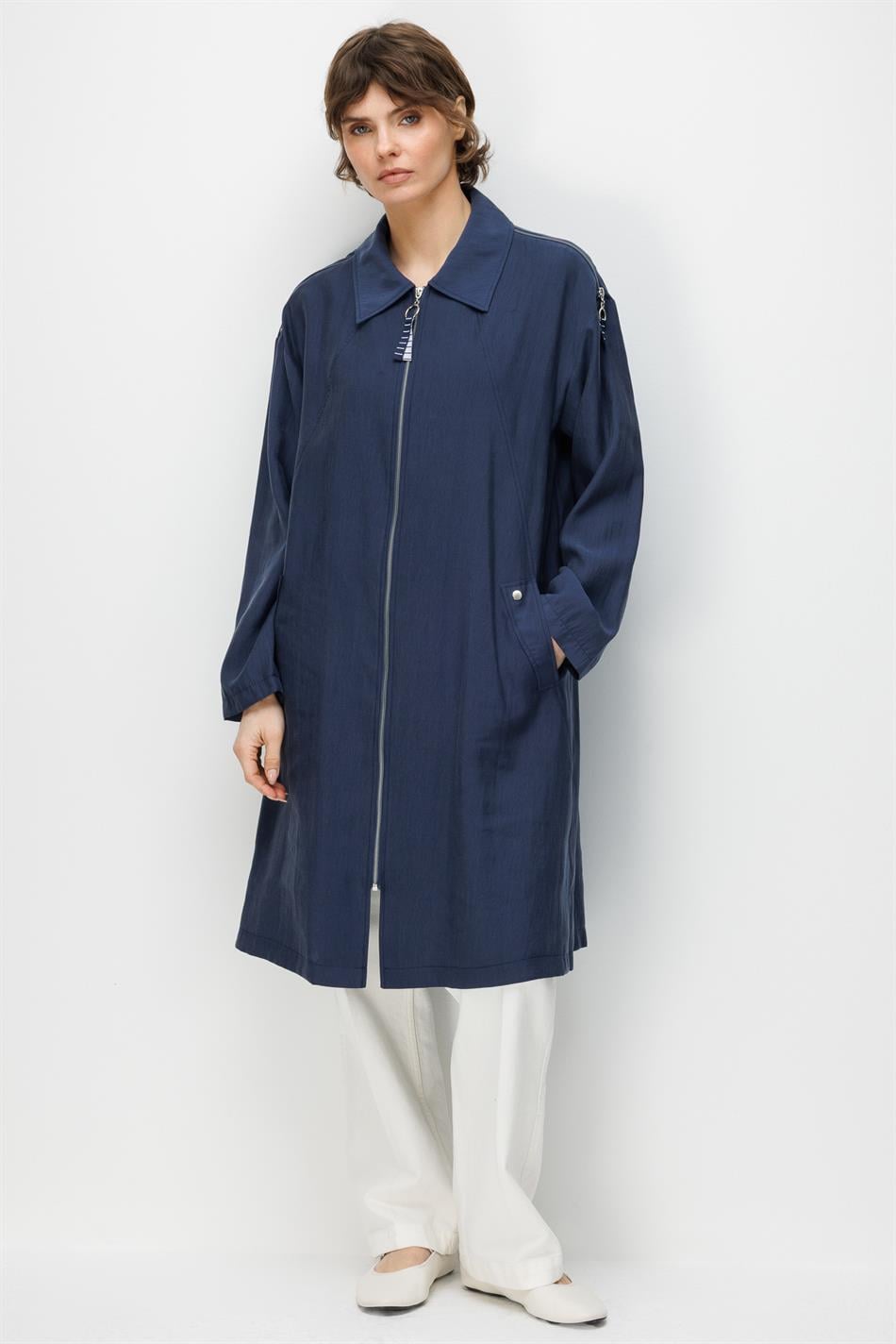 %80 Doğal LyoCELL Dökümlü Soft Hissiyatlı Omuz Fermuar Detaylı Maxi Kap Ferace-Laci