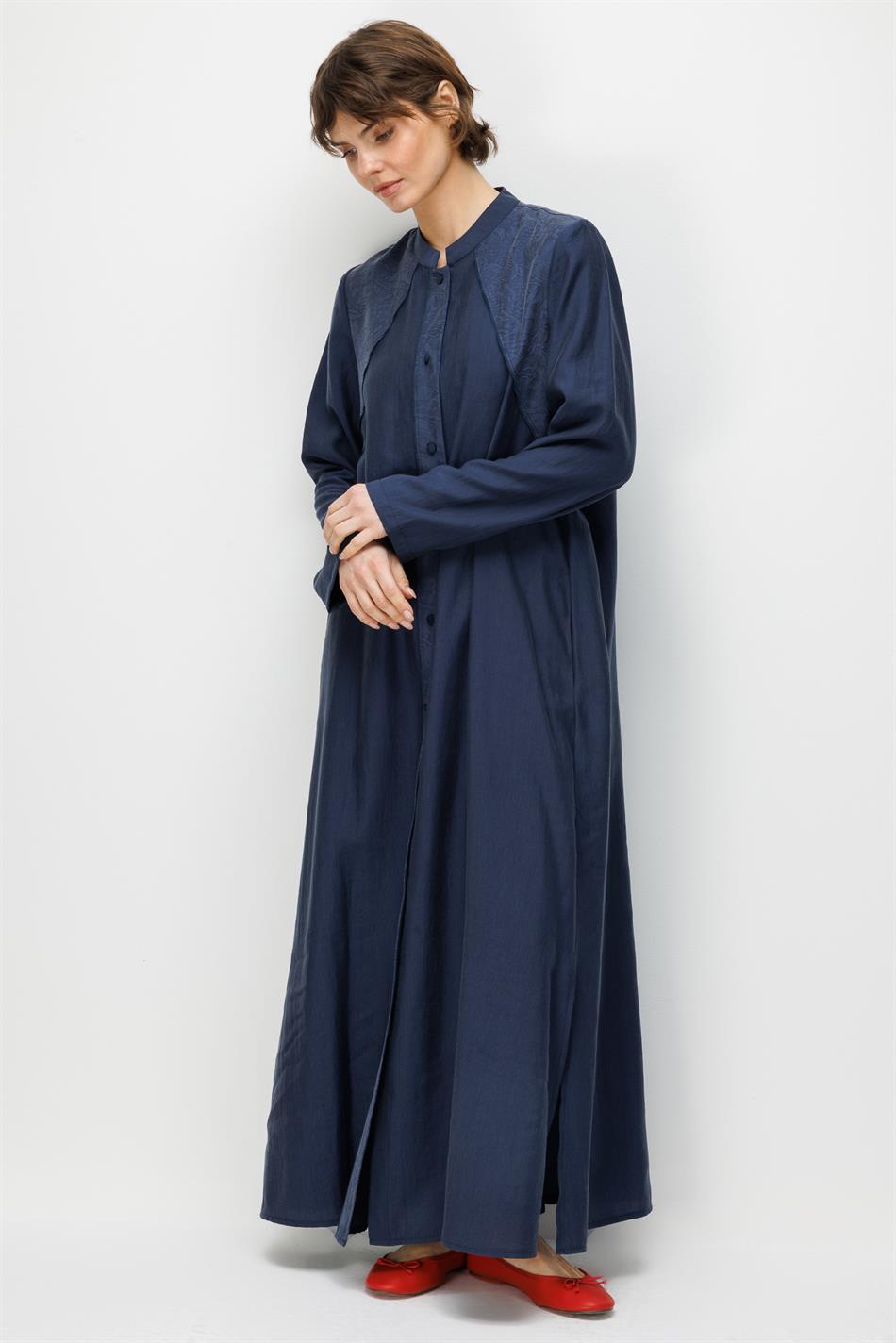 %80 Doğal LyoCELL Dökümlü Soft Hissiyatlı Desen Pat ve Beden Garni Detaylı Kap Ferace-Laci