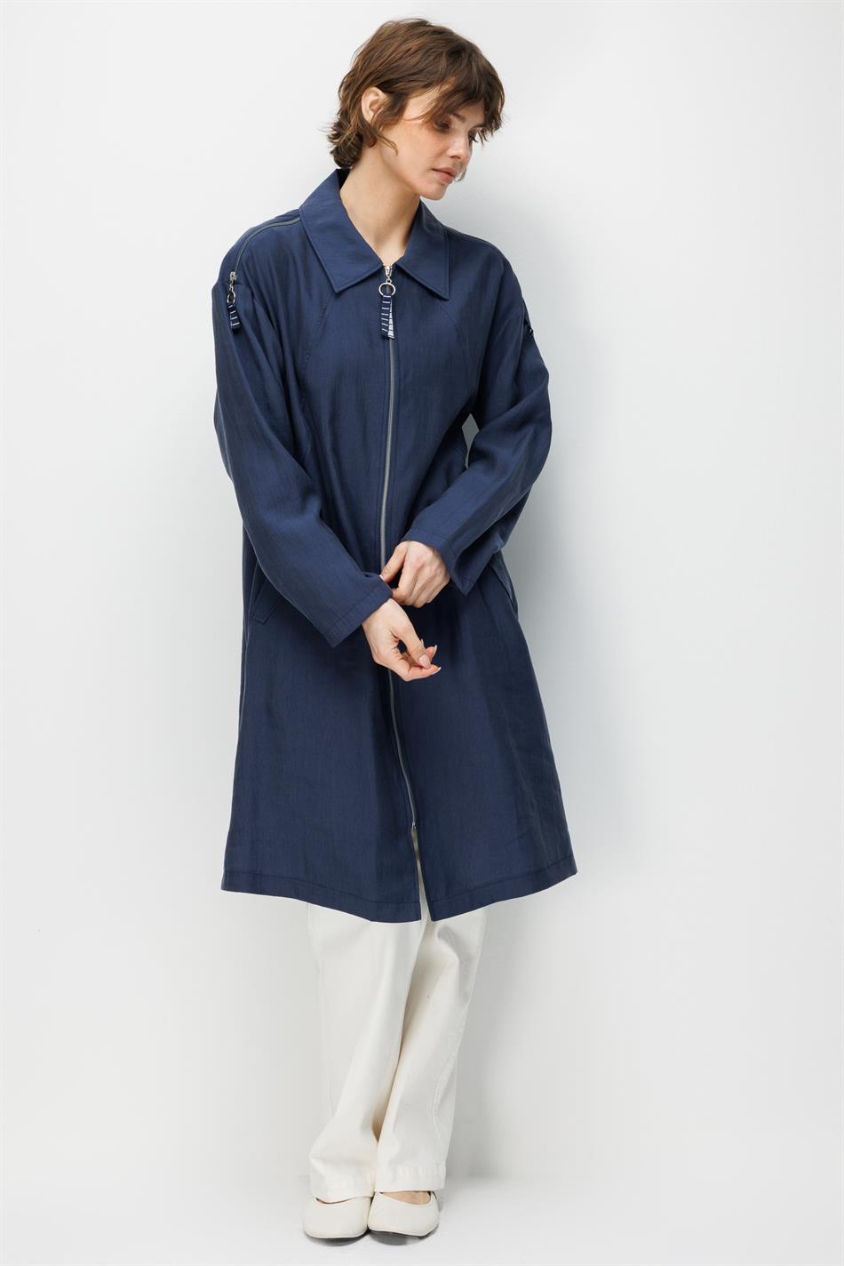 %80 Doğal LyoCELL Dökümlü Soft Hissiyatlı Omuz Fermuar Detaylı Maxi Kap Ferace-Laci