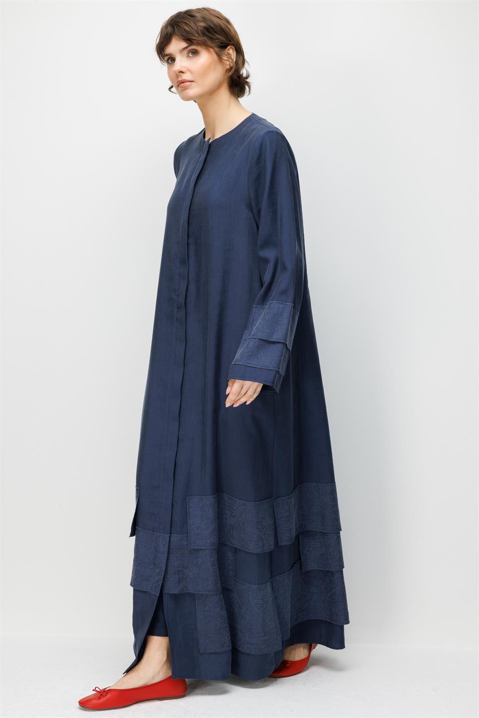 %80 Doğal LyoCELL Dökümlü Soft Hissiyatlı Aller Ara Desen Süslemeli Kap Ferace-Laci